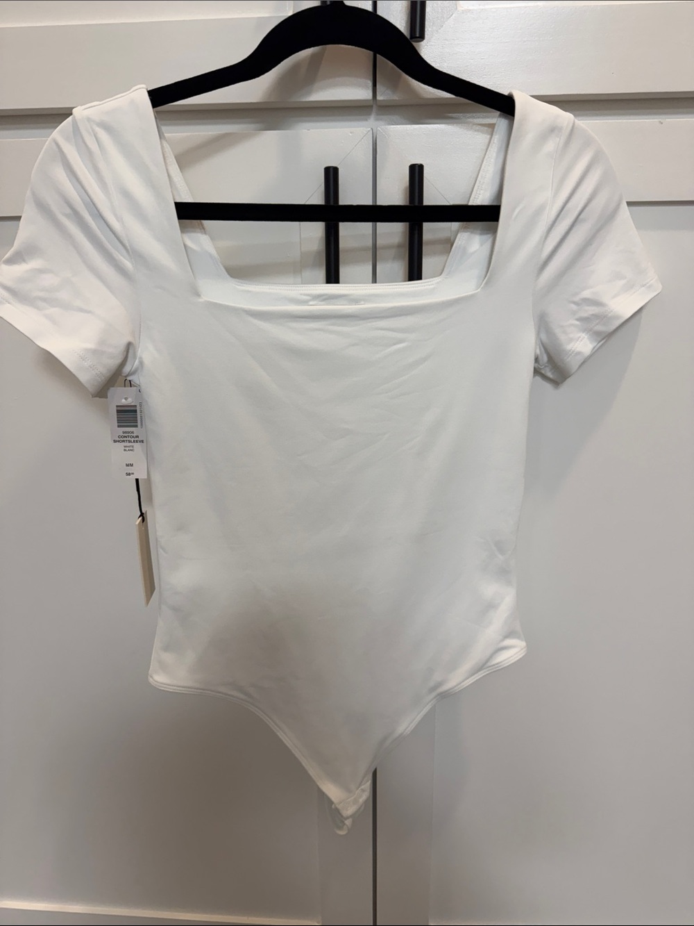 Aritzia Women's White Square Neck Short Sleeve Bodysuit